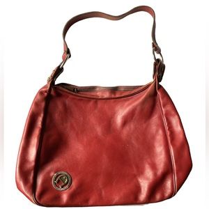 Red leather shoulder bag